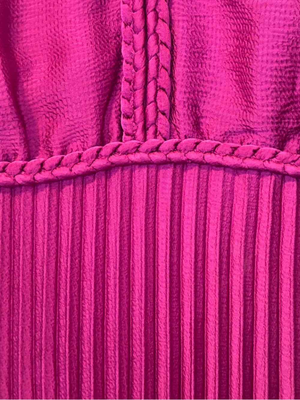 Sezane Pleated V-Neck Midi Dress in Magenta - Picture 8 of 16